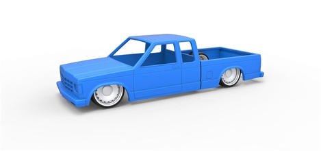 diecast shell wheels chevrolet extended cab scale 1 to 25 pickup car vehicle truck scalced print printable chevy s10 lowrider stancecar stance hobby diy automotive 3d print model - Mito3D