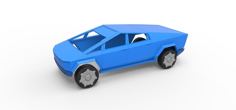 döküm kabuk tekerlekler tesla cybertruck ölçek 1 to 24 vücut offroad arazi bilimkurgu siberpunk kamyon araç araba elektrik yazdır yazdırılabilir hobi kendin yap otomotiv 3d print model - Mito3D