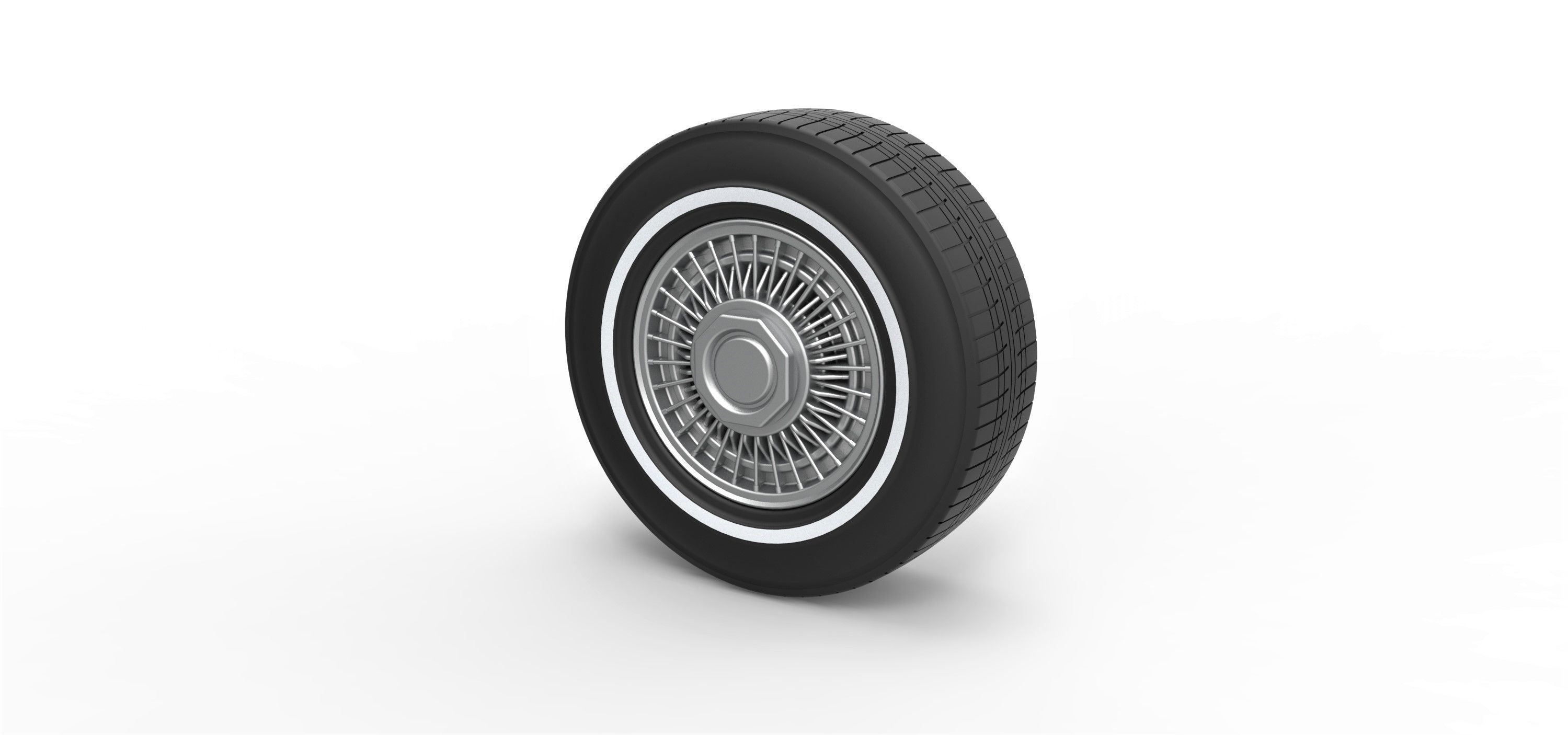 diecast wire wheel 3 scale 1 to 10 car tire scaled oldschool classic print printable toy hobby diy automotive 3D print model - Mito3D