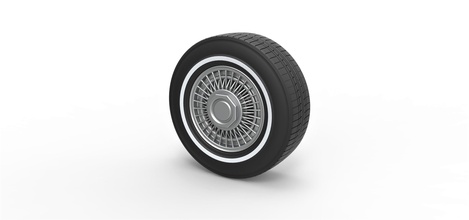 diecast wire wheel 3 scale 1 to 10 car tire scaled oldschool classic print printable toy hobby diy automotive 3d print model - Mito3D