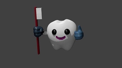 dente desenho animado personagem segurando escova cepilo modelo odontologia 3d jogos brinquedos 3d print model - Mito3D