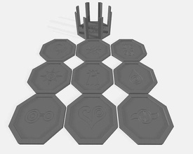 digimon crests coaster set anime kitchen dining coasters house 3d print model - Mito3D