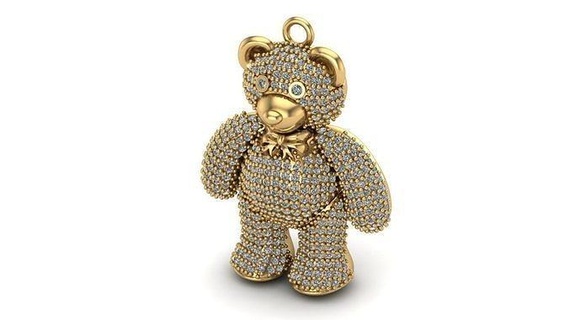 dije oso nounours escualizable teddy bear ours animal jouet bijoux imprimable mignonne luxe or argent diamont pendentifs 3d print model - Mito3D