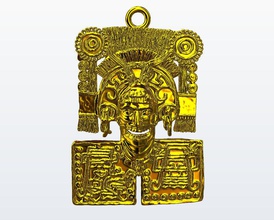 pendant pectoral prehispanico mexicano mexicana art jewelry printable silver platinum brilliant gold culture necklace sterling pendants 3d print model - Mito3D