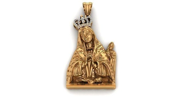 dije virgen alta gracia-alta gracia virgin- lady altagracia virgin traditional gold art jewelry printable religious diamond catolic pendant lady 3d beauty pendants  3d print model - Mito3D