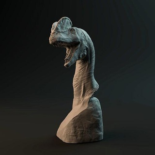dilofossauro fracasso pre supported dinossauro cabeça animal figura jurássico estátua troféu miniatura pré histórico carnívoro arte esculturas 3d print model - Mito3D