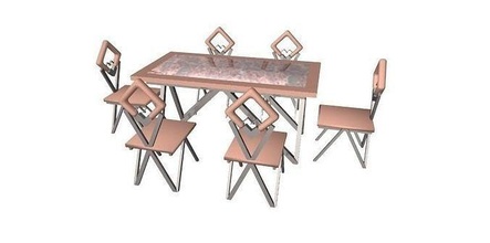 jantar tabela cadeira mobília assento restaurante madeira pedra roxa isolado mármore casa cozinha 3d print model - Mito3D
