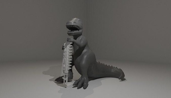 dinky dinosauro alto 3d modello ricaduta vegas falloutnewvegas newvegas statua video gioco dettaglio motel arte sculture 3d print model - Mito3D