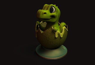 dinosaurio bebé huevo sonriente dibujos animados lindo verde pequeña roto pájaro jurásico cáscara toon prehistórico reptil juguetes juegos 3d print model - Mito3D