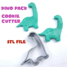 dino pack cookie slicer cutter brontosaurus tyrex alusaurus games toys puzzle 3d print model - Mito3D