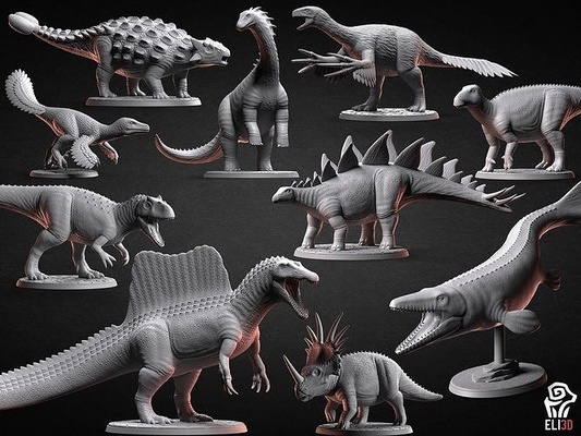 dinosauro bundle 3 dino modelli 3d printing dinosauri animale animali creatura miniatura jurrasic trex t rex brachiosaurus triceratopo stegosauro ankylosaurus figurine miniature giocattoli mosasaurus velociraptor arte sculture 3d print model - Mito3D