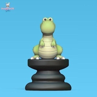 dinosaure échecs trex Roi décoratif art jouet sculpture miniatures Jeu planche mignonne pièces dessin animé Jeux jouets 3d print model - Mito3D