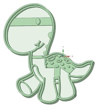 dinosaure 1 biscuit coupeur illustration art mignonne mascotte dessin animé 3d print model - Mito3D