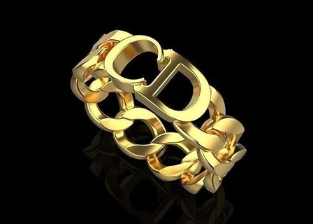 dior oro squillare taglia 16 corda lusso splendente forza gioielleria catena argento dinamico stampabile modellazione gioiello 3d anelli 3d print model - Mito3D