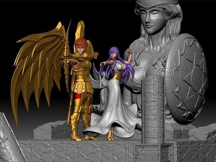 diyorama Athena batı Caballeros del Zodiaco caballerosdelsodiaco Aziz Seiya Zodyak Şövalyeleri altın şövalyeler athenasisifon aziz anime oyunlar oyuncaklar 3d print model - Mito3D