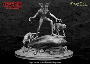 diorama demogorgon stl files stranger strangerthings horror art sculptures 3d print model - Mito3D