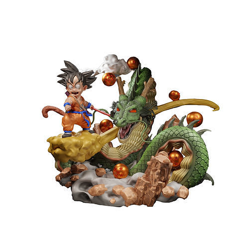 diorama goku shenlong dragão bola esfera dragão jogos brinquedos estatuetas 3dmodel 3D print model - Mito3D