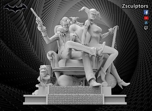 diorama palhaço harley dc dccomic quadrinho maravilha batman arte esculturas 3d print model - Mito3D