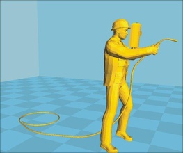 diorama model construction worker holding hose welder man scale hobby diy 3d print model - Mito3D