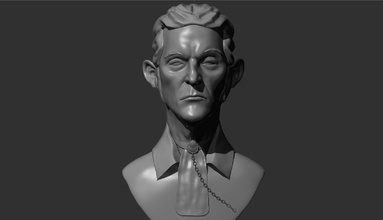 dishonored style head bust model face anatomy samuel game sculpture printable print 3d statue man people portrait art superficial male sculptures 3d print model - Mito3D