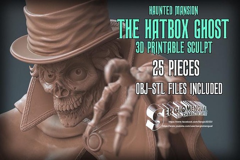 disney haunted mansion hatbox ghost 3d printable sculpt collectible statue 3dprintable skull hat character art sculptures 3d print model - Mito3D
