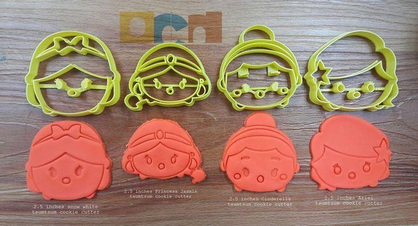 disney princess tsumtsum edition cinderella jasmin ariel snow cookie cutter pastry cake topper fondant icing biscuit sweet baked bread dessert sugar chocolate cream birthday house kitchen dining 3d print model - Mito3D