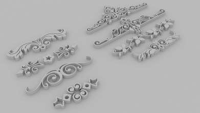 dividers 03 - printable set 8 art antique architectural bas carved carving classic decor decorate decoration design element molding mould ornate pattern relief style swirl vintage other 3d print model - Mito3D