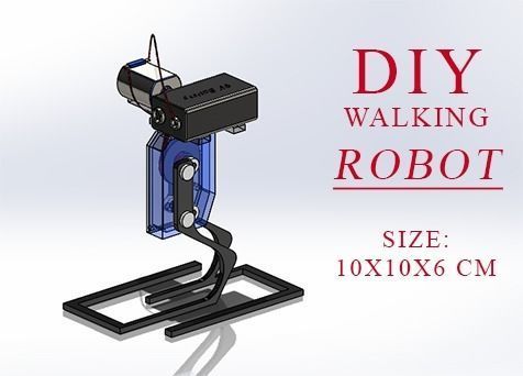 bricolaje diy caminando robot juguete 3d ciencia fi ciencias walikg niños máquina mecánico eléctrico ingenieria computadora pierna motor batería solido pasatiempo robótica 3D print model - Mito3D