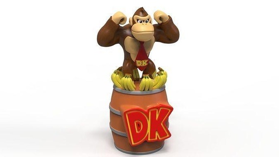dk asno kong bananas barril figura 3d imprimível stl modelo vídeo jogos colecionáveis videogames impressão personagem banana retro brinquedos acessórios 3d print model - Mito3D