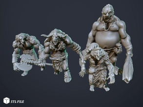 dnd monster bundle 01 minotaur creature 3d printable model dungeons dragons tabletop wargaming fantasy football bloodbowl mini toy games toys board 3d print model - Mito3D
