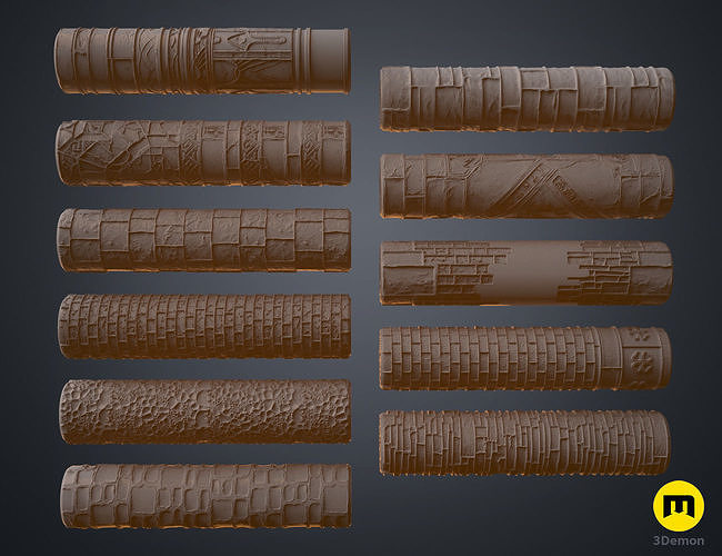 3D Printable Cobblestone Texture Roller by Deland Craven