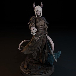 dnd tiefling miniatures female demon miniature necromancer thief axe rpg dungeons dragons tabletop fantasy figurines cleric dwarf dragonborn human heroes games toys 3d print model - Mito3D