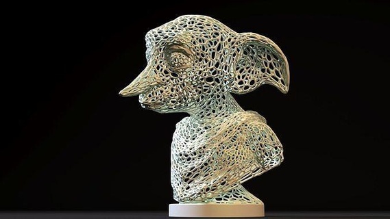 Dobby Herry Töpfer Herrypotter Charakter Kunst Skulpturen Zahl Statue Miniaturen Kopf Drahtmodell voronoi Maschendraht Dekor Lampe Draht 3d print model - Mito3D