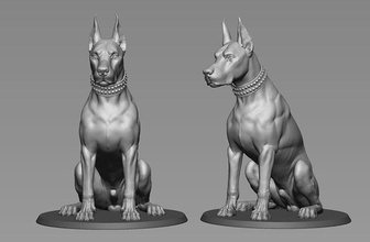 doberman pinscher köpek evcil heykel sanat hayvan heykeller 3d print model - Mito3D