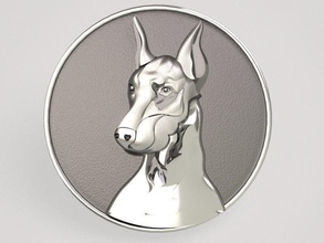 doberman relief - two variants dog pendant decor animal art woodcarving original 3d keychain badge jewelry bas pet 3d print model - Mito3D