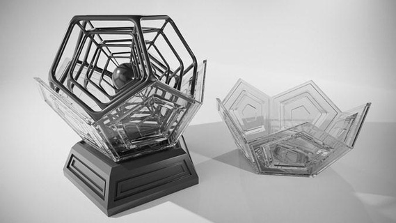 dodecahedron art interior decoration decorative openwork desktop statue houseware architecture mathematical 3d print model - Mito3D