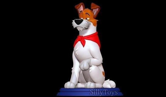 imbroglione oliver azienda disney cane canino maschio sciarpa Jack russell terrier selvatico arte sculture 3d print model - Mito3D