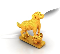 chien 24k 3dm d'impression or animal bijoux art imprimable d'autres 3d print model - Mito3D