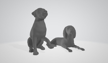 dog 3d print two dogs studio detailed design pattern model printed art springer spaniel sculptures 3d print model - Mito3D