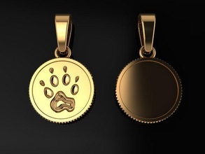 dog coin pendant small size tag paw gold jewelry necklace fashion trends male female women dainty antique modern vintage print pendants 3d print model - Mito3D