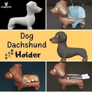 dog dachshund pot pet cute fun cartoon animal holder general decor home decorative deco sculpture miniatures art toy house 3d print model - Mito3D