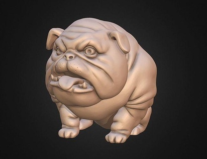 Hund Englisch Bulldogge stilisiert Americanbully Pitbull Haustier Terrier Tier Figur Miniatur 3d drucken Pudge Kurier Skulpturen Statue Spielzeug Kunst 3d print model - Mito3D