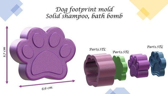 dog footprint mold bath bomb solid shampoo press house bathroom 3d print model - Mito3D