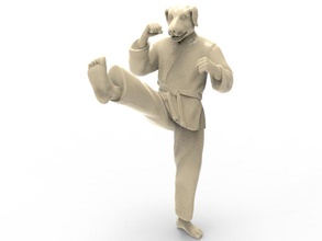 dog front kick art karate action figure actionfigure character martial super hero human hybird fight toy toys print printable statue punch sculptures 3d print model - Mito3D
