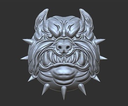 köpek baş bulldog kızgın memeli Evcil Hayvan hayvan canavar bas Rahatlama heykel dekor süs mücevher takı cnc yazdırılabilir kolye 3d print model - Mito3D