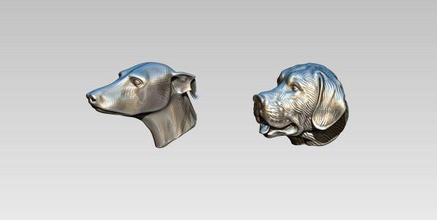 dog head set of two realistic detailed wolf bust sculpture cnc printable jewel jewelry highpoly face art sculptures 3d print model - Mito3D