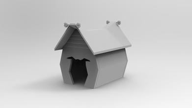 Hund Haus 3d drucken Familie Konzept Miniatur Karikatur Spaß Hinterhof Spiele Spielzeuge Tier abspielen Vorort Aktivität hölzern Holz Außen Hundehütte 3d print model - Mito3D