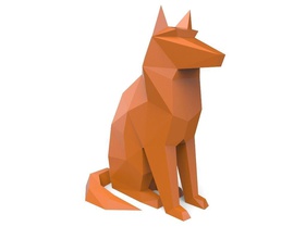 perro escuela politécnica poligonal naranja mamífero animal lobo mascota fornido 3dprint perrito boxer canino naturaleza rottweiler sabueso hombre ártico cazador invertebrado juguetes juegos 3d print model - Mito3D