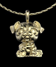 chien pendentif bijoux le chiot bulldog ami kid bébé les enfants enfant présent diamant de luxe or super la beauté femelle femme des colliers 3d print model - Mito3D