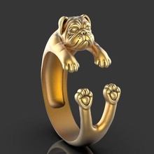perro anillo animal oro plata imprimible naturaleza blanco joya joyería lujo estatua Moda belleza diamante libra esterlina compromiso anillos 3d print model - Mito3D